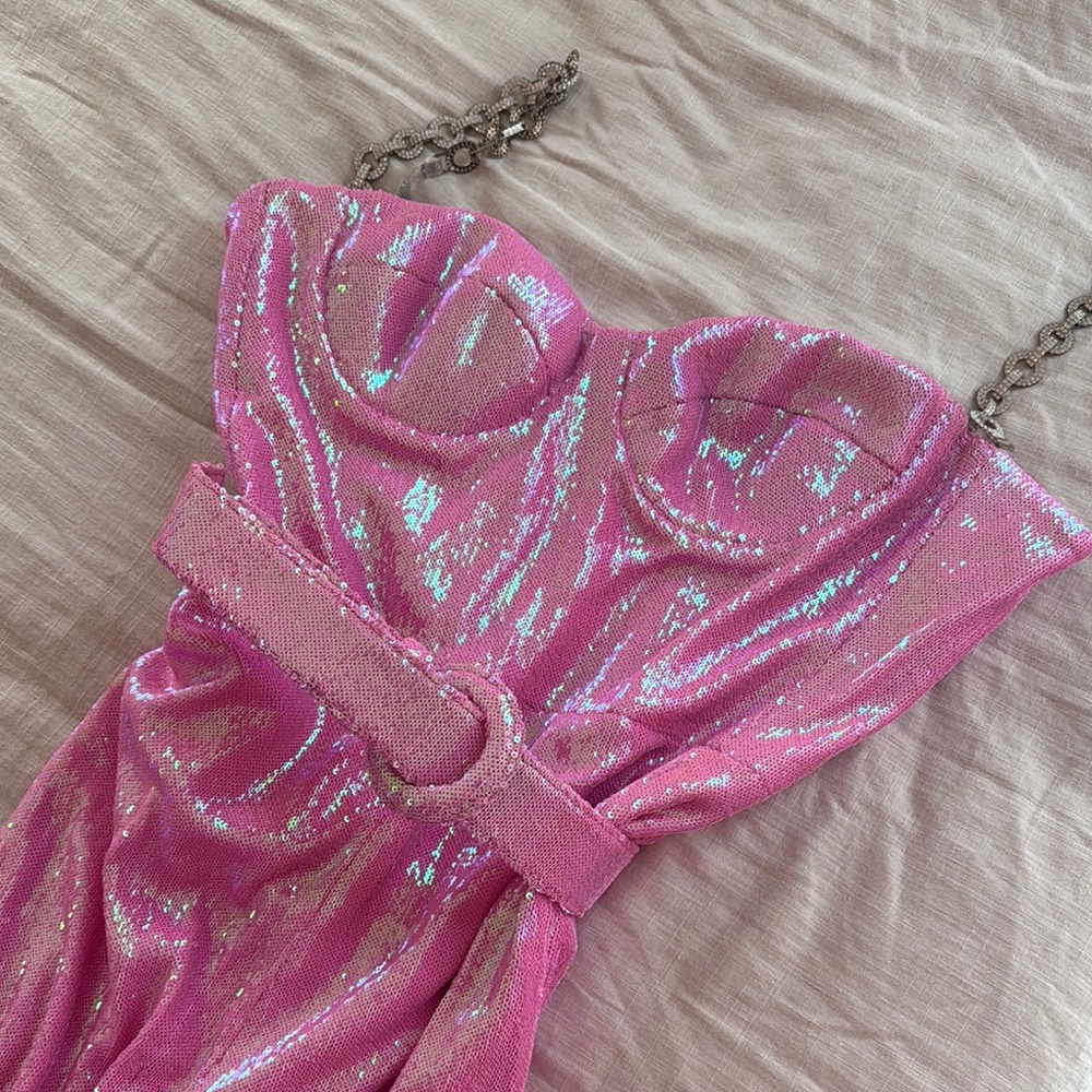 Nadine Merabi Pink Sequin Jumpsuit